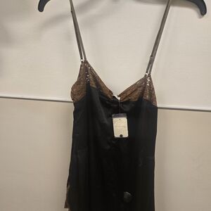 Black and Brown Lace Slip Dress